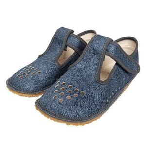 BEDA s.r.o. Dětské barefootové textilní papuče na suchý zip Beda - modrá POUZE EU 27 (VÝPRODEJ)