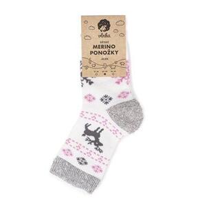 Vlnka Dětské ovčí ponožky Merino jelen růžová POUZE EU 30-34 (VÝPRODEJ)